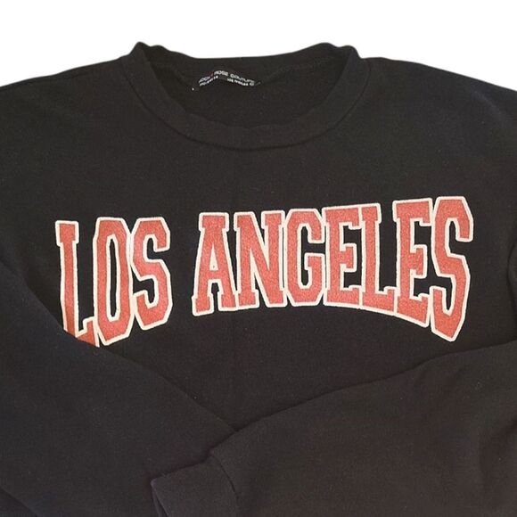 Rock Rose Couture Black Los Angeles Fleece Half Sweatshirt Top Medium - Picture 3 of 10